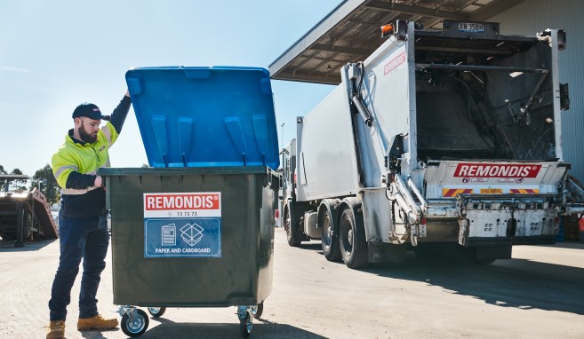 St Marys receiving cardboard for baling
